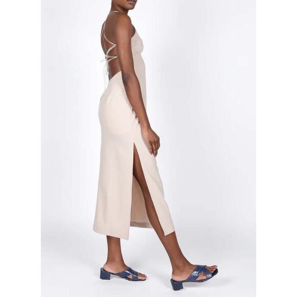 Paloma Wool Teresa Linen Wool Blend Dress Beige Backless Strappy XL - Picture 2 of 15